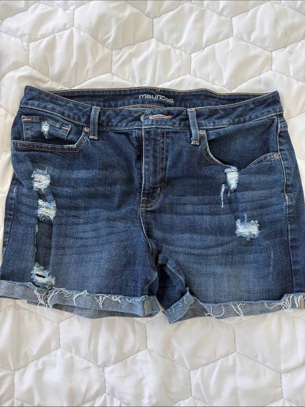 Maurices Blue Distressed Denim Cutoff Shorts
